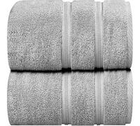 Rock Rivet Pack of 2 Extra Large Jumbo Bath Sheets 90 x 200 cm Oversized Larger Bath Towels 100% Egyptian Cotton Quick Dry XXL Super Big Size Towels Set 600-GSM (Silver)