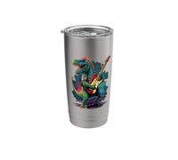 Rock & Roll Dinosaur Playing a Guitar Stainless Steel Insulated Tumbler