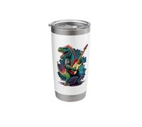 Rock & Roll Dinosaur Playing a Guitar Stainless Steel Insulated Tumbler