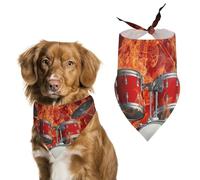 Rock Roll Drums Flame Drummer Skull Dog Bandanas Puppy Cat Kerchief Pet Triangle Scarf Costumes Decorations