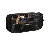Rock Roll Musical Equipment Large Pencil Bag with 2 Compartments Pencil Pen Case Pencil Pouch Bag Organizer for Girls Boys Student School Office College, Black