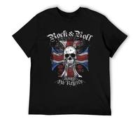 Rock & Roll No Regrets Retro Union Jack Cross Graphic Tee - Vintage British Flag Shirt Black-Style XL
