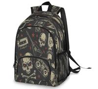 Rock Roll Skull Backpack Multifunction Large Rucksack School Bookbag Punk Skull Back Pack Travel Casual Laptop Daypack for Kids Boys Girls Men Women