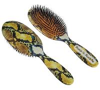 Rock & Ruddle Natural Mixed Boar Bristle Hair Brush for Women and Kids (Large, 21cm) - Perfect for Wet or Dry Hair, Detangling Smoothing Blowdrying - Designed & Made in UK - Snakeskin Design