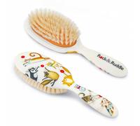 Rock & Ruddle Soft White Natural Boar Bristle Hairbrush for Babies and Young Children | Perfect for Fine Hair Detangling and Smoothing - Cute Cats