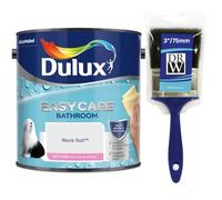 Rock Salt Dulux Easycare Bathroom Soft Sheen Paint 2.5L + 3" Emulsion Paint Brush- Moisture & Steam Resistant, Mould Protection, Washable Durable Finish for Bathroom Walls & Ceilings