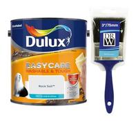Rock Salt Dulux Easycare Matt Emulsion Paint 2.5L + 3" Emulsion Paint Brush - Washable & Stain Resistant, Durable Matt Finish, Quick Dry, Low Odour Interior Wall & Ceiling Paint