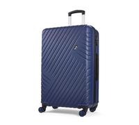 Rock Santiago Large 76L Hard Shell Suitcase - Navy | Lightweight & Stylish - Telescopic Handle - 360 Swivel 8 Wheels - Combination Lock - Lined Interior - 74x45.5x30cm - 3.9kg
