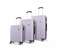 Rock Santiago Set of 3 Hard Shell Suitcases in Purple - 360 Swivel-Wheels, Lightweight & Stylish Design, Telescopic Handle & Combination Lock - Small, Medium & Large
