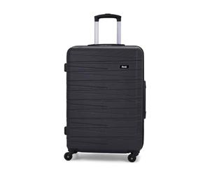 Rock Seattle Medium Hard Shell Suitcase in Black - Refined Lines, Angular Patterns & Lightweight Design - Telescopic Handle & Impact-Resistant Material - 67x47x26cm 62L Capacity