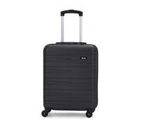 Rock Seattle Small Hard Shell Cabin Suitcase in Black - Refined Lines, Angular Patterns & Lightweight Design - Telescopic Handle & Impact-Resistant Material - 55x40x20cm 34L Capacity