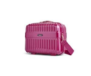 Rock Selene Hard Shell Suitcases - Elegant Design, 360 Swivel-Wheels, Telescopic Handle, Metallic Finish, Copper Accents & TSA Combination Lock - Small, Medium, Large & Vanity (Pink, Vanity)