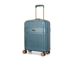 Rock Selene Small Hard Shell Cabin Suitcase in Blue - Elegant Design, 360 Swivel-Wheels, Telescopic Handle, Metallic Finish with Copper Accents & TSA Combination Lock - 54x40x22cm 2.9KG