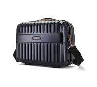 Rock Selene Vanity Hard Shell Vanity Case in Black - Elegant Design, Removable Shoulder & Suitcase Handle Strap, Metallic Finish with Copper Accents & Lockable Zips - 29x36x19cm 1.2KG