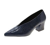 Rock Shoes Women Slip On Color Work Shoes Shoes Pointed Shoes Heels Women Solid Women's Pumps Low Heeled Bridal Shoes (Dark Blue, 5)