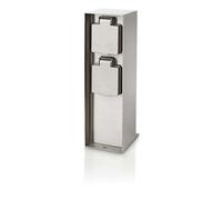 ROCK SIDE Fence Post 2x Outdoor Power Outlet IP44 Brushed Steel