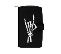 Rock Skeleton Hand Leather Wallets Zipper 12 Card Slots Pouch | Pu Classic Credit Card Coin Purse Waterproof