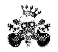 Rock Skull Pattern Music Guitar Microphone and Stars Engraving Stickers 36x36.4cm Personalized Customization Black