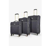 Rock Sloane 3 Piece Set 8 Wheel Softshell Suitcases Charcoal