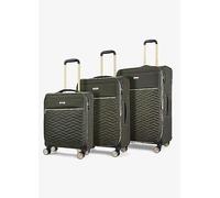 Rock Sloane 3 Piece Set 8 Wheel Softshell Suitcases Khaki