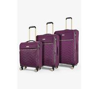 Rock Sloane 3 Piece Set 8 Wheel Softshell Suitcases Purple