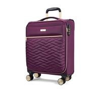 Rock Sloane Small 31L Soft Shell Cabin Suitcase - Purple | Signature London Styling - Gold Accents - Lightweight - Telescopic Handle - 8 Wheels - TSA Lock - 55x40x20cm - 2.2kg Weight