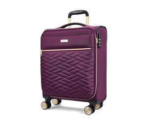 Rock Sloane Small Expandable Soft Shell Cabin Suitcase in Purple - Signature London Styling, 360 Swivel-Wheels, Telescopic Handle, Stylish Gold Accents & TSA Combination Lock - 55 x 40 x 20 cm 2.2KG