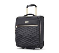 Rock Sloane Underseat Expandable Soft Shell Cabin Suitcase in Black - Signature London Styling, 2 Wheels, Telescopic Handle, Stylish Gold Accents & Lockable Zips - 45 x 36 x 20 cm 2.2KG