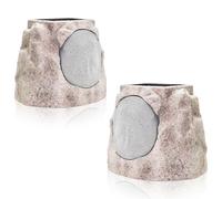 Rock Speakers Outdoor Waterproof Bluetooth Wireless TWS Pair Solar Powered and USB Charging with Lights for Patio Outside Deck Pool Garden BBQ (2 Pack)