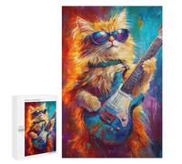 Rock Star Cat Guitar Painting -6 Challenging Puzzle for Adults, 1000 PCS - Housewarming Gift - for Quiet Evenings And Focused Play