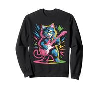 Rock Star Cat Playing Electric Guitar Roll Men Women Kids Sweatshirt