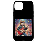 Rock Star Cat Playing Guitar Rock and Roll Men Women Kids Case for iPhone 15 Plus