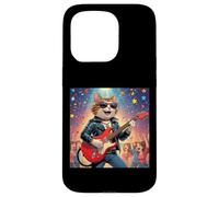 Rock Star Cat Playing Guitar Rock and Roll Men Women Kids Case for iPhone 15 Pro