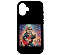 Rock Star Cat Playing Guitar Rock and Roll Men Women Kids Case for iPhone 16