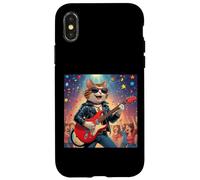 Rock Star Cat Playing Guitar Rock and Roll Men Women Kids Case for iPhone X/XS