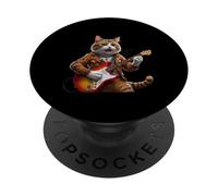 Rock Star Cat Playing Guitar Rock and Roll Men Women Kids PopSockets Adhesive PopGrip