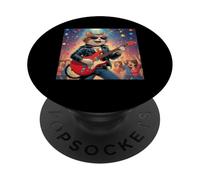 Rock Star Cat Playing Guitar Rock and Roll Men Women Kids PopSockets Adhesive PopGrip