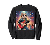 Rock Star Cat Playing Guitar Rock and Roll Men Women Kids Sweatshirt