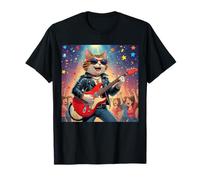 Rock Star Cat Playing Guitar Rock and Roll Men Women Kids T-Shirt