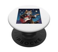 Rock Star Cat Playing Guitar Rocking out Men Women Kids PopSockets Adhesive PopGrip