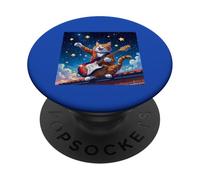Rock Star Cat Playing Guitar Rocking out Men Women Kids PopSockets Adhesive PopGrip