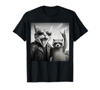 Rock Star Cat Selfie Raccoon Rock Music Gifts Men Women T-Shirt