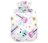 Rock Star Guitar Hot Water Bottle with Soft Velvet Cover Hot Water Bag for Menstrual Cramps Medium