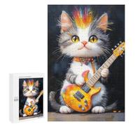 Rock Star Kitten Guitar -4 Puzzle 1000 Teile Schwer Puzzle Spielzeug Lernspiel Impossible Herausforderungsspielzeug Für Erwachsene Kinder 1000 PCS