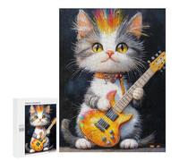 Rock Star Kitten Guitar -4 Puzzle 1000 Teile Schwer Puzzle Spielzeug Lernspiel Impossible Herausforderungsspielzeug Für Erwachsene Kinder 500 PCS