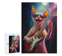 Rock Star Kitty Guitarist: Year-End Present, 300 PCS Challenging Puzzle for Adults - for A Rewarding Weekend Challenge