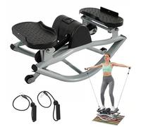 Rock Stepper - Elastic Resistance Bands & Anti-Slip Mat - Side-to-Side Lateral Rocking Motion - Digital Display & High-Capacity Design for Home Leg Glute Workout