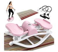 Rock Stepper Exercise Machine, Lateral Stepper & Glute Trainer with Resistance Bands, Low Impact Cardio Workout Machine, Assembly 250 LBS (Pink)