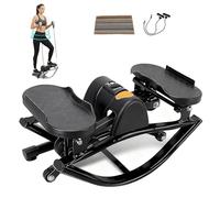 Rock Stepper Machine U-Shaped Side To Side Swing Stepper, Low-Impact Fitness Machine With Resistance Bands & LCD Monitor, Space-Saving Portable Stepper For Home Workouts(Black)