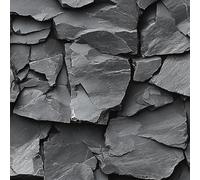 Rock Stone Wall Peel and Stick Wallpaper 0.52×5 m Removable Self Adhesive Gray Stacked Stones Contact Paper Sticky Back Thicken Waterproof Matte Wall Paper for Living Room Bedroom Furniture Decorate